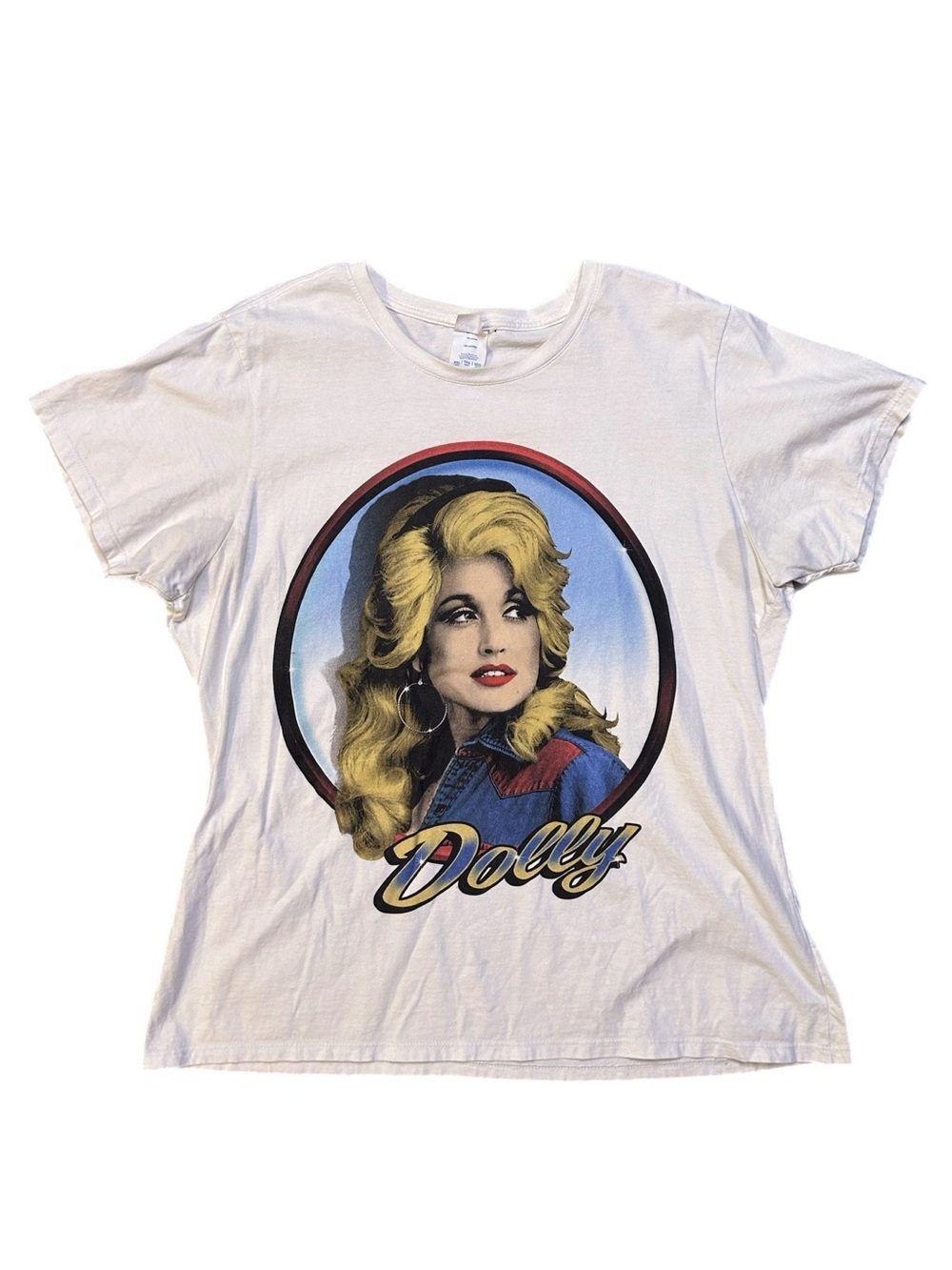 Dolly Parton White Graphic Tee with Portrait